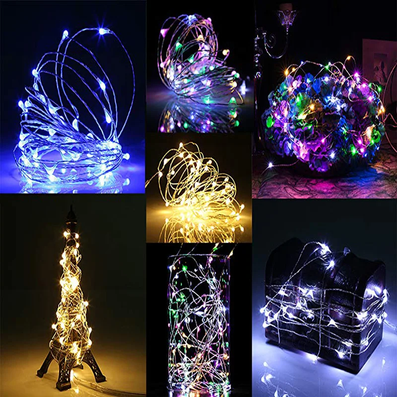 1M Waterproof LED String Lights Battery Powered Christmas Copper Wire Fairy Light For Xmas Home Decoration