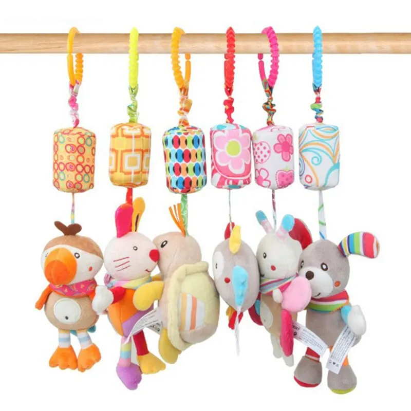 Baby Sensory Hanging Rattles Soft Learning Toys Plush Animals Stroller Infant Car Bed Crib With Teether For Bebe Toddlers