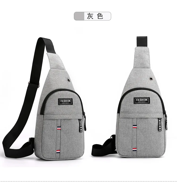 Custom Logo Earphone Hole Waterproof Sport Shoulder Sling Crossbody Men Chest Pack Bag Men Sling Bag