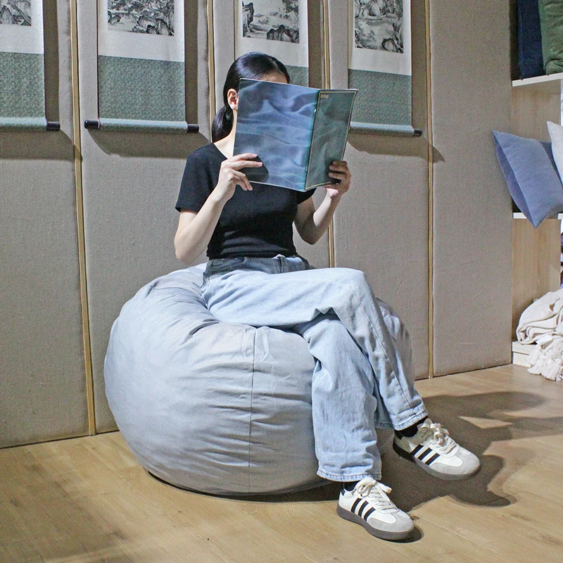 Modern Minimalist Compression Sofa Shredded Foam Bean Bag Chair Spherical Lazy Sofa for Bedroom & Living Room