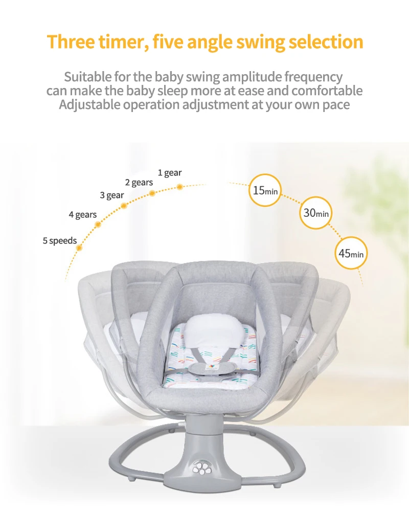 2023 New Style Free Hands Elec Baby Swing 3 in 1 Control Speed Baby Bouncer Seat Adjusted Electric Rocking Chair