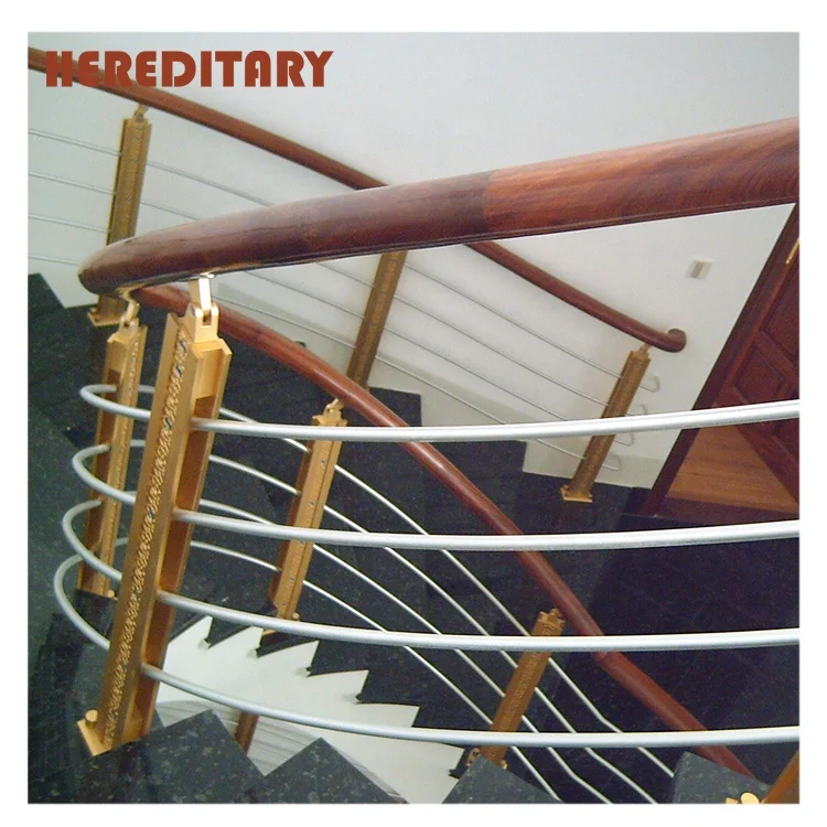 decorative brass aluminum staircase balustrade / glass baluster / rod balustrade