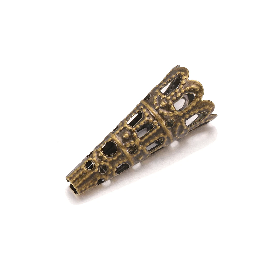 
50pcs 8x23mm Flower Torus Shape Alloy Beads Caps Ancient Charms Hollow Out Bugle Filigree Bead End Cap For Jewelry Making 