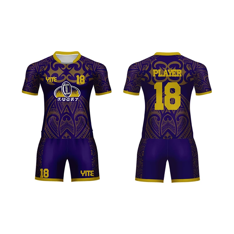Custom sublimated printed purple rugby jersey shirt all blacks rugby jersey high quality rugby uniform