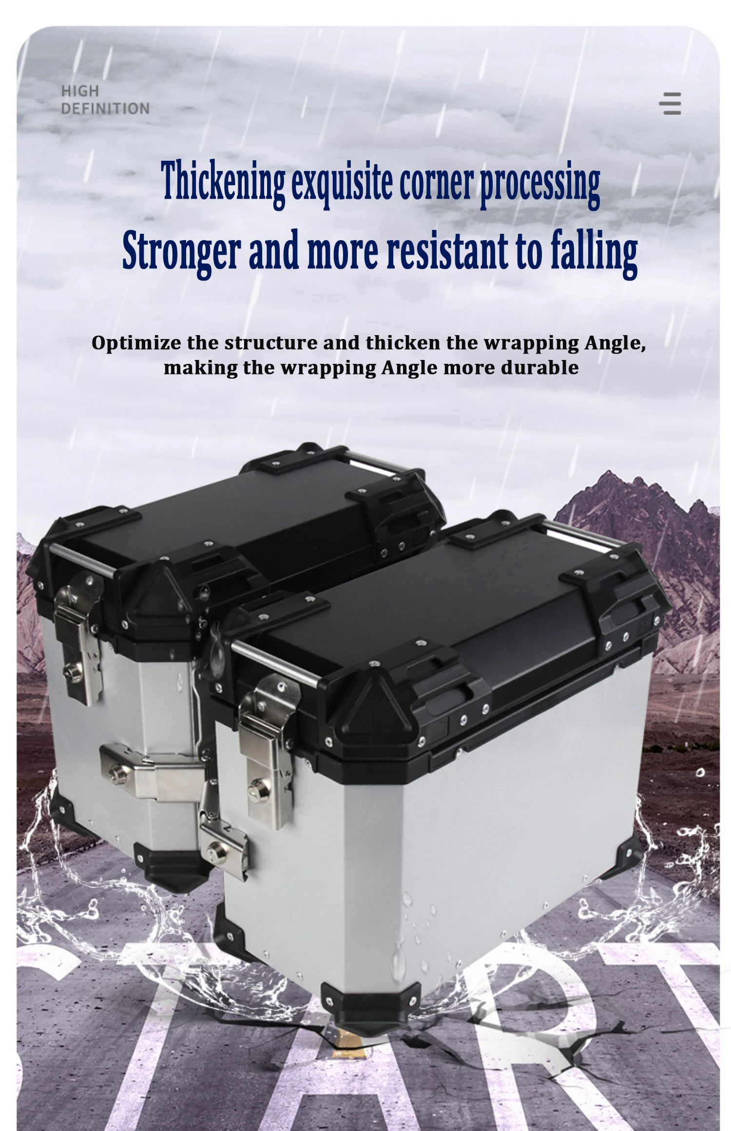 Motorcycle trunks Aluminum 37L/38LSide Boxes Of Motorcycle Waterproof Motor Left Right Box Large Capacity Motorcycle Side Box