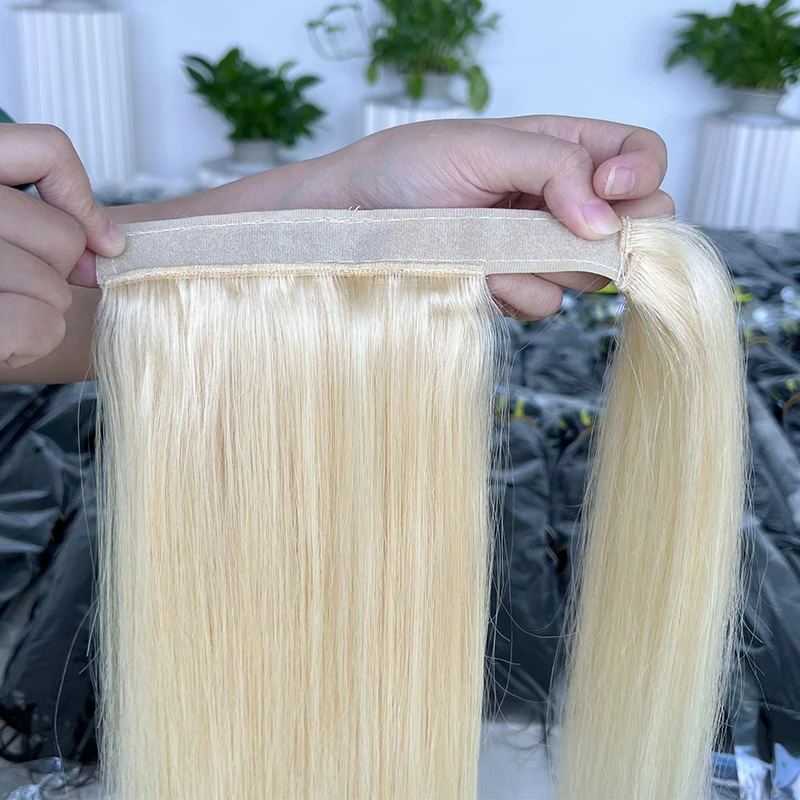 Natural Raw Brazilian Hair 613 Ponytails Blonde Virgin Human Hair Extensions Pony Tail