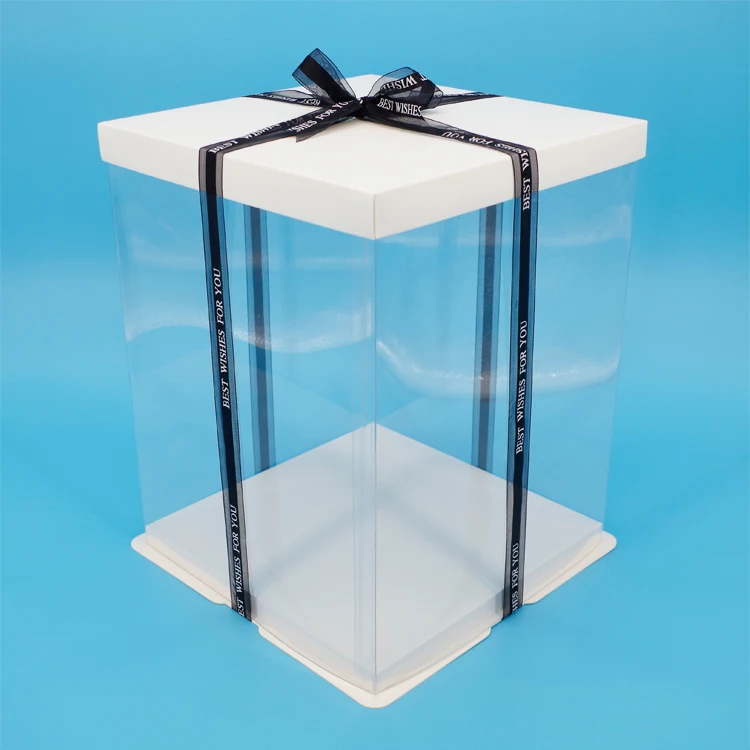 Wholesale Custom Logo European Wedding Popular Transparent Plastic Box for Flower Cake Gift Presentlada