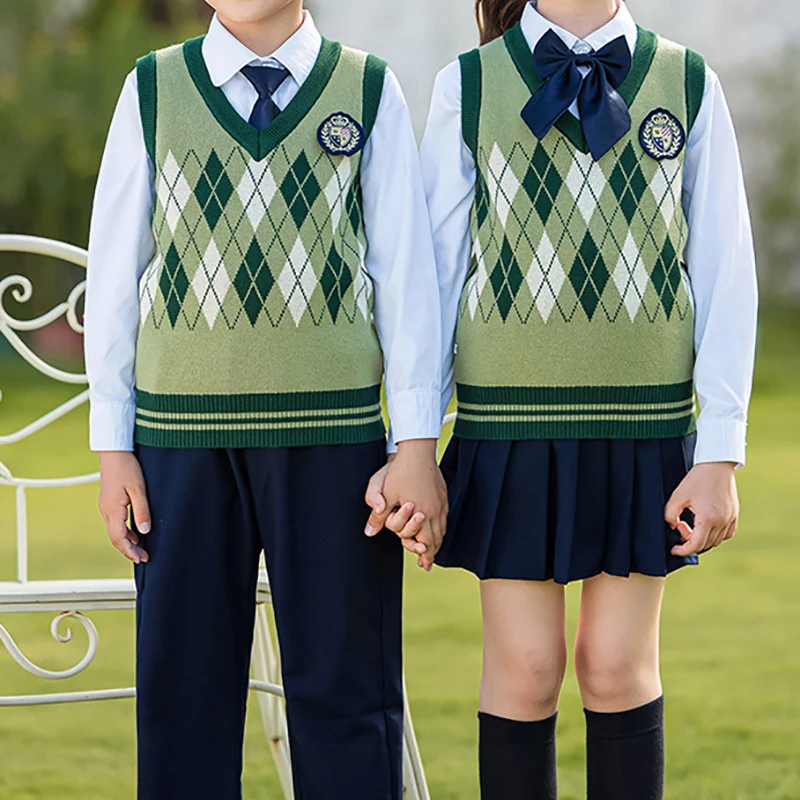 Vintage Plaid Knit Sweater Vests Stylish Autumn V-neck Panelled Sleeveless Jumpers Knitwear Warm Knitted Pullover