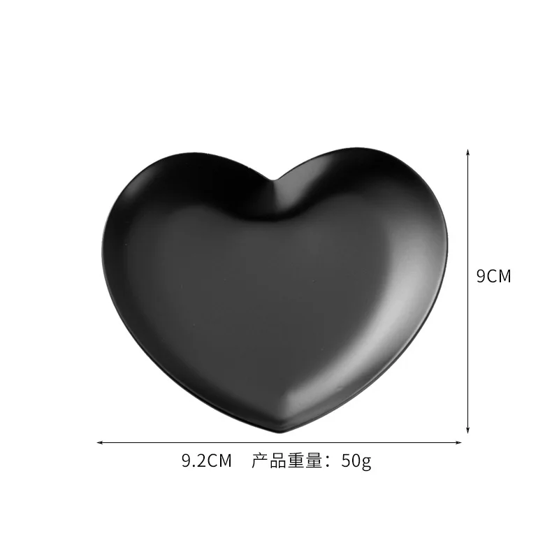 Ins Popular Rose Gold Colorful Metal Stainless Steel Plate Mini Heart Shaped Jewelry Packaging Trays