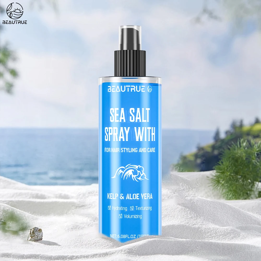 Custom Natural 180ml KELP & ALOE VERA Sea Salt Spray For Hair Thickening Texturizing Volumizing Curl Sea Salt Hair Spray