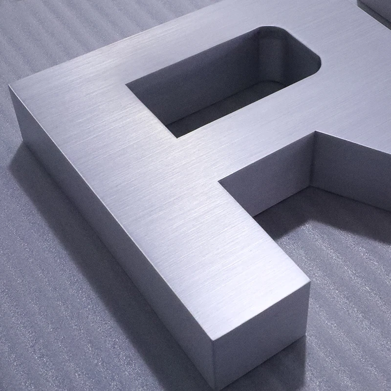 Customized Fabricate Metal Channel Letter Brushed Aluminum Dimensional Letters Metal Fabricated Letter with Studs
