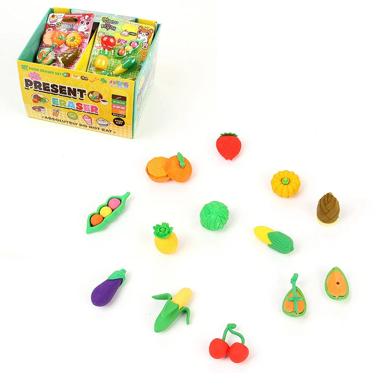 fancy cute japanese stationery eraser set tpr 3d kids rubber fruit erasers