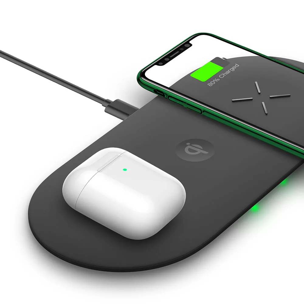 3in1 зарядная станция 2 телефон зарядное устройство Pad Множественная Беспроводное зарядное устройство 3 катушки Беспроводная зарядная станция для iPhone