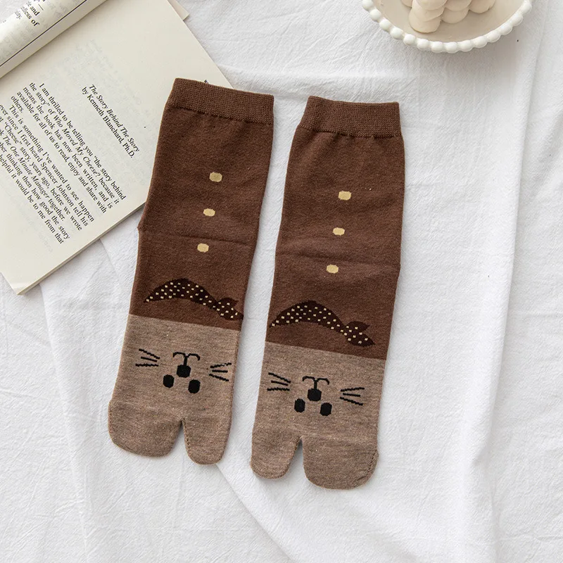 Cute Animal Cotton Socks Female Cat With Dog Summer Short Socks Women Casual Soft Tabi Ankle Socks