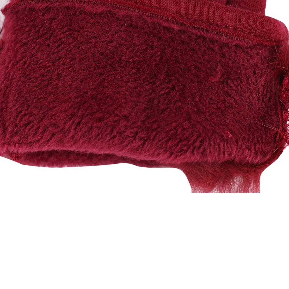 Женские перчатки из полиэстера, спандекса, Коралловая подкладка, полоски из кроличьей шерсти, декоративные перчатки из проводящей пряжи для сенсорного экрана