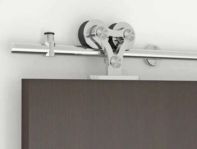 Isure Top mounted stainless steel double head hollow roller sliding barn door hardware