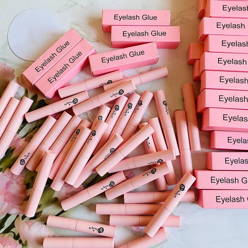 
 Professional private label low humidity waterproof vegan eyelash glue pink strip korea eyelash glue container strong lash glue  