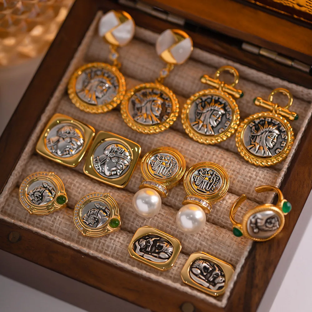 Vintage Niche Ancient Greek Lion Ring Ancient Coins for Jewelry Making Wholesale