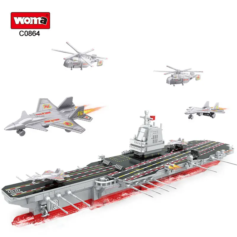 WOMA TOYS C0864 Aircraft Carrier Block Battleship Model Ship Toy With Mini Figure