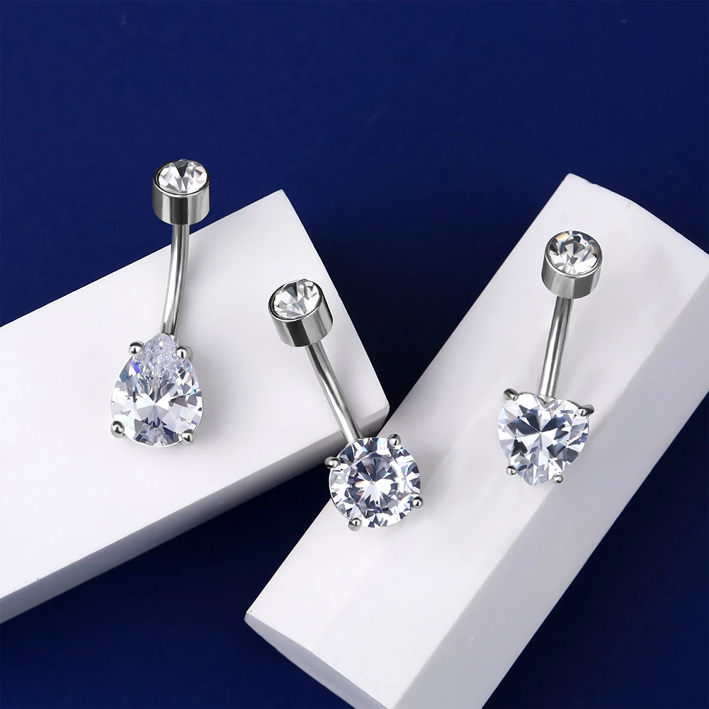 TOPOSH 2024 New Design Add Charm Belly Ring Real Diamond Belly Button Ring Fashion Jewelry Puncture Navel Ring