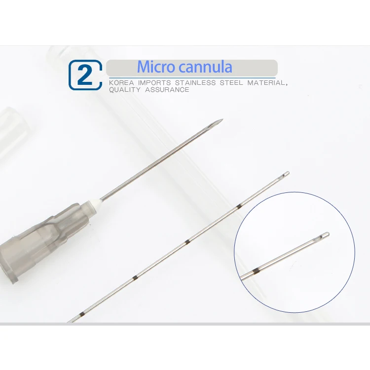 Disposable 25G 23G 22G dermal filler needle types of cannula