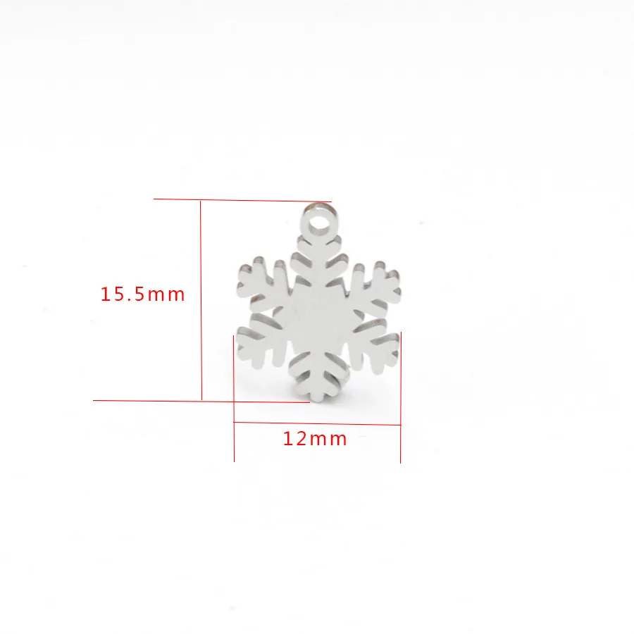 Stainless Steel Mirror Polished DIY Small Cute Snowflake Charms for Christmas Day