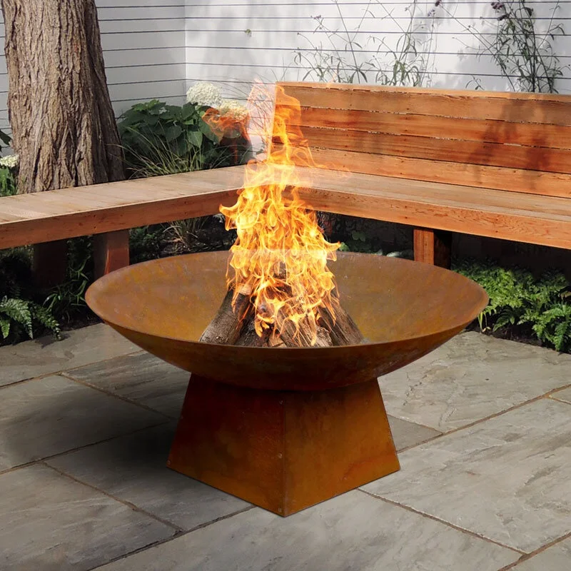 Outdoor Corten Steel Propane Gas Fire Pit Table