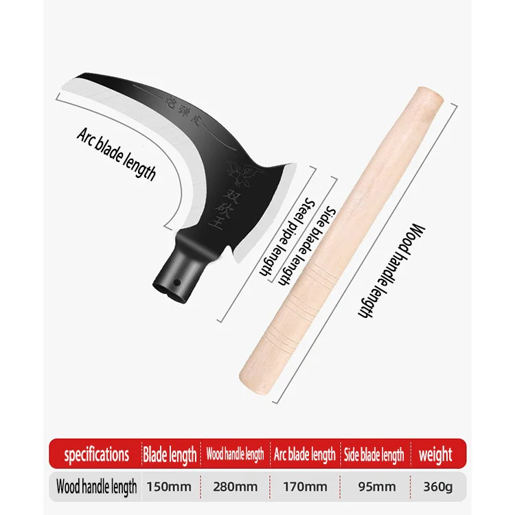 Dual-function weeding agricultural gardening tools carbon steel farm tools sickle mowing sickle agricultural mowing sickle