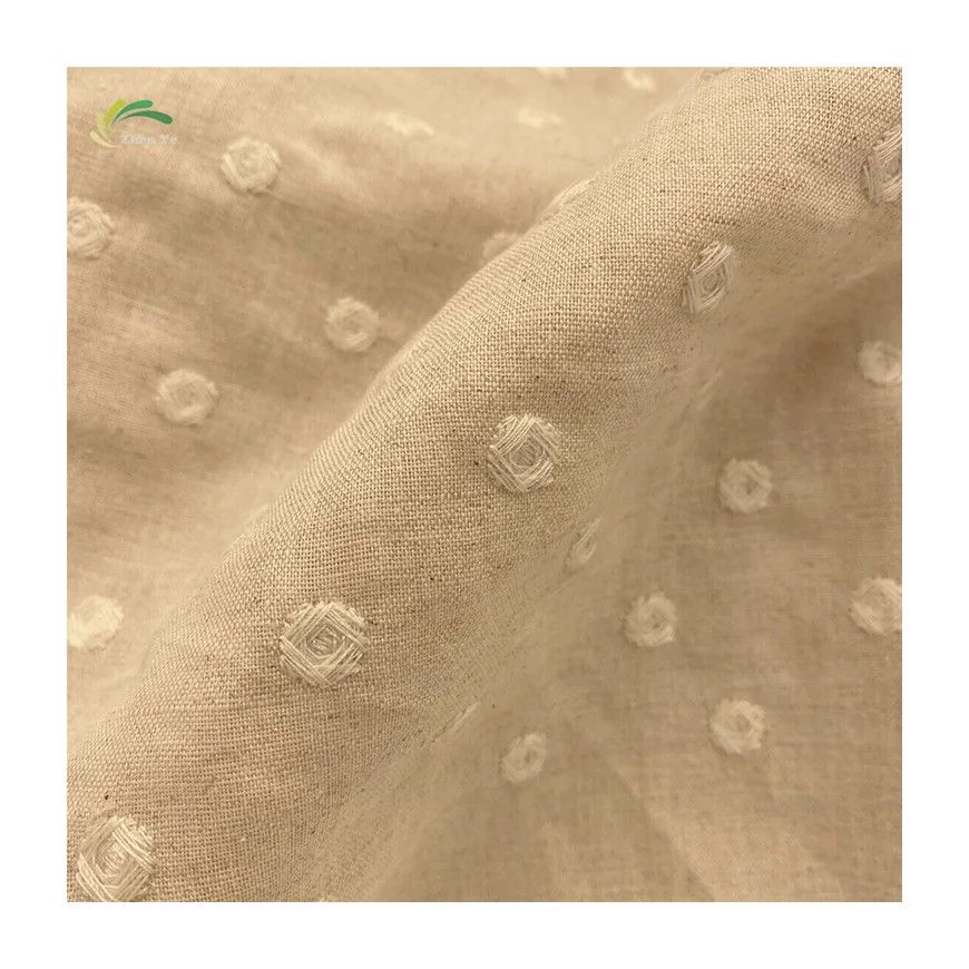 China Supplier Factory Direct Sale Home Textile Garment Fabric Cotton Textile Custom Organic Linen Cotton embroidery Fabric