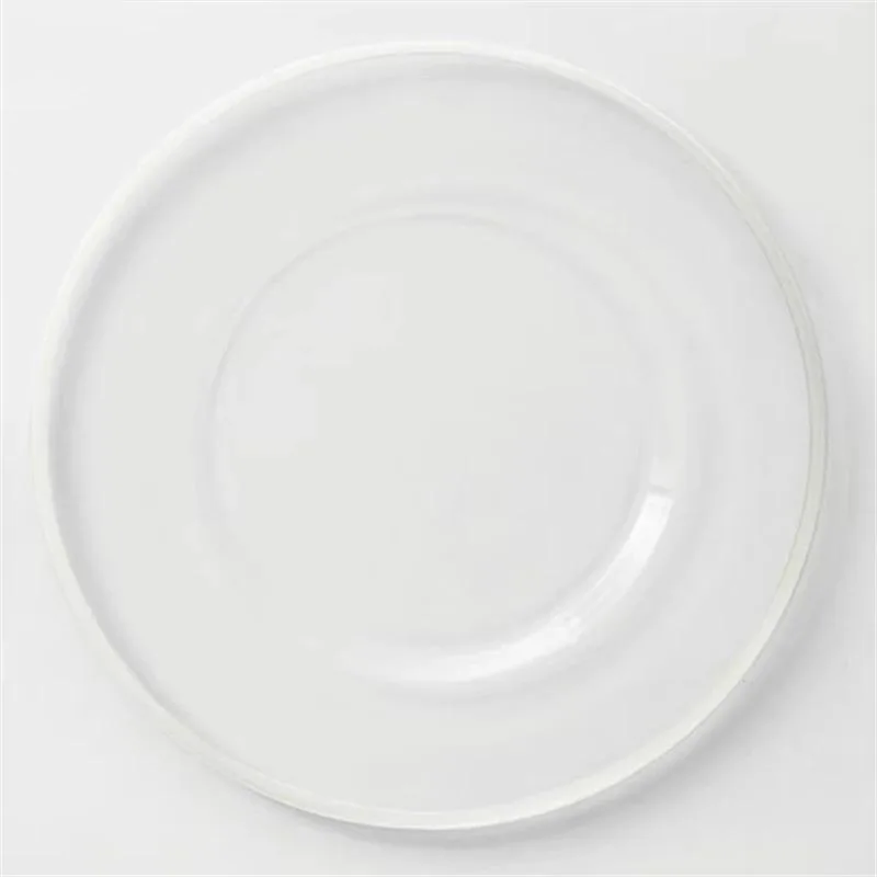 Decorative White Silver Rim Tableware Transparent Round Black Rim Dinner Plates Gold Rim Glass Charger Plate for Wedding