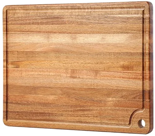 18x12inch acacia wooden cutting board for kitchen with juice groove