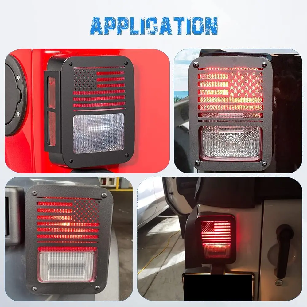 Black Tail Light Guards For Jeep Wrangler 07-17 Guard Light Accessories  Aluminum Alloy Taillights- Pair