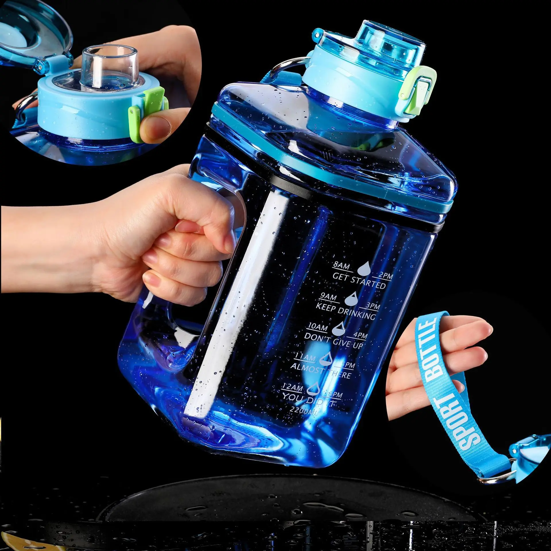 2.2L Super Big Capacity Ton Cup Factory Wholesale Food Grade Plastic Gym Sports Water Drink Bottle For Sports Outdoor