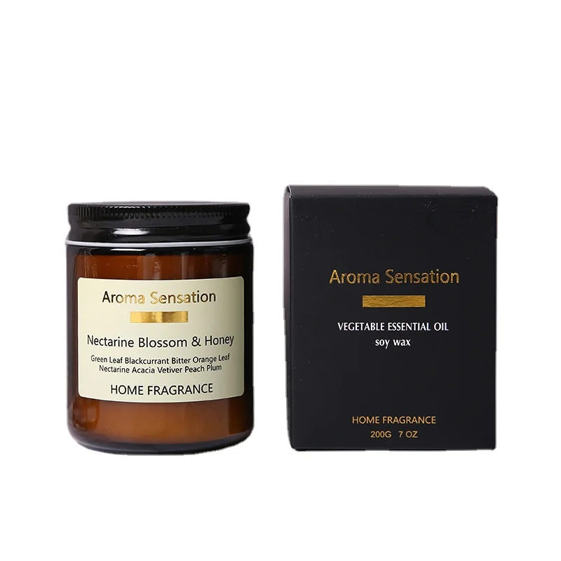 
Wholesale Interior Decoration Amber Luxury Private Label Candle Glass Jar Scented Candles 