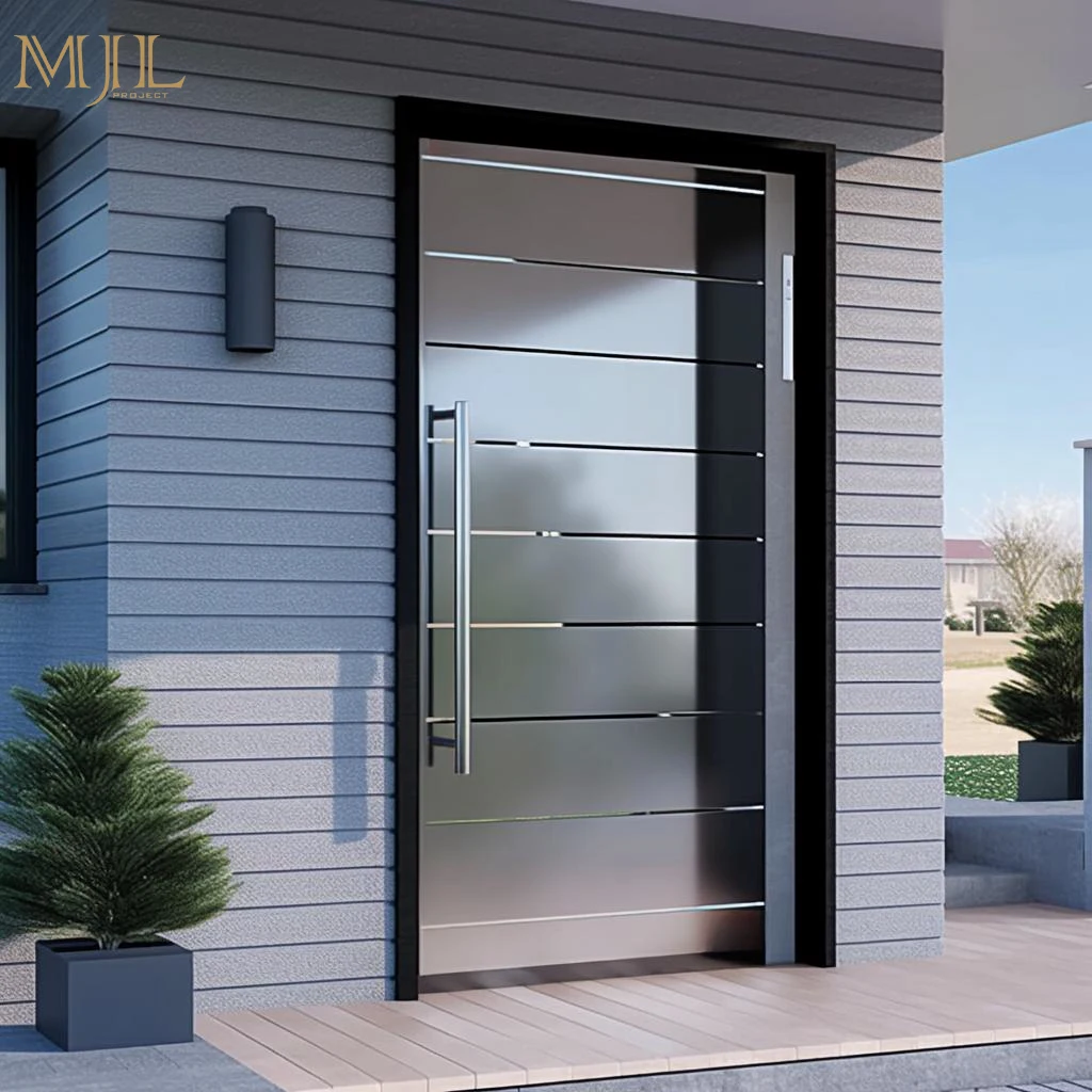 OEM double wrought iron front doors main entrance double security doors exterior entrance stainless steel and iron security door