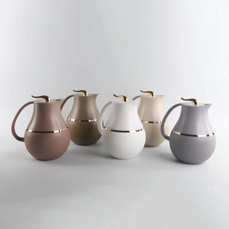 Ball Shaped 1.0L Double Walled Thermos Vacuum Carafe Arabic FLASK Teapot with Gold Lid Ramadan stock