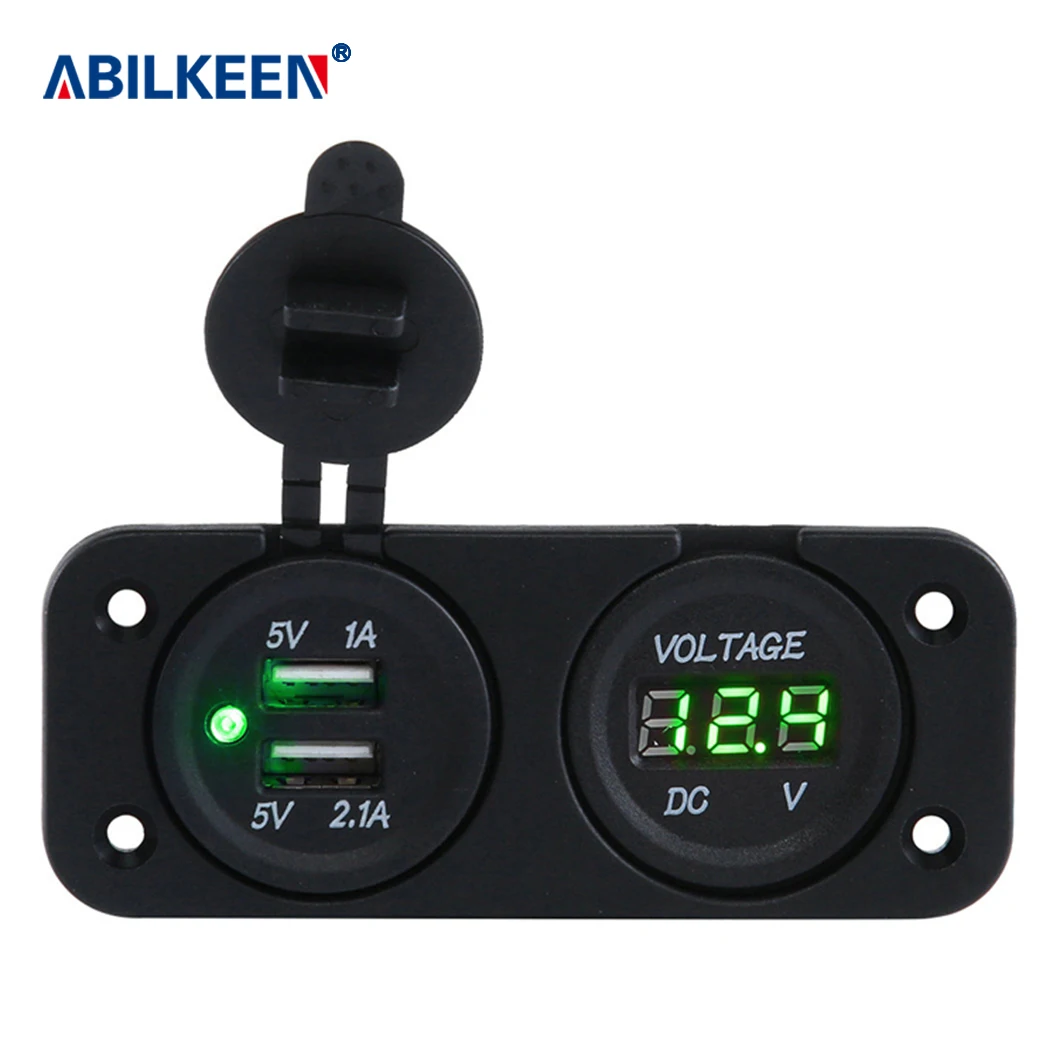 2 port Motorcycle Motorbike Car Charger Led Digital Voltmeter Socket usb charger for car usb outlet 12v usb charger for toyota