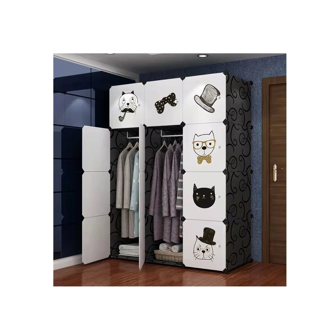 High quality storage folding wardrobe cloth bedroom wardrobe DIY fabric foldable wardrobe