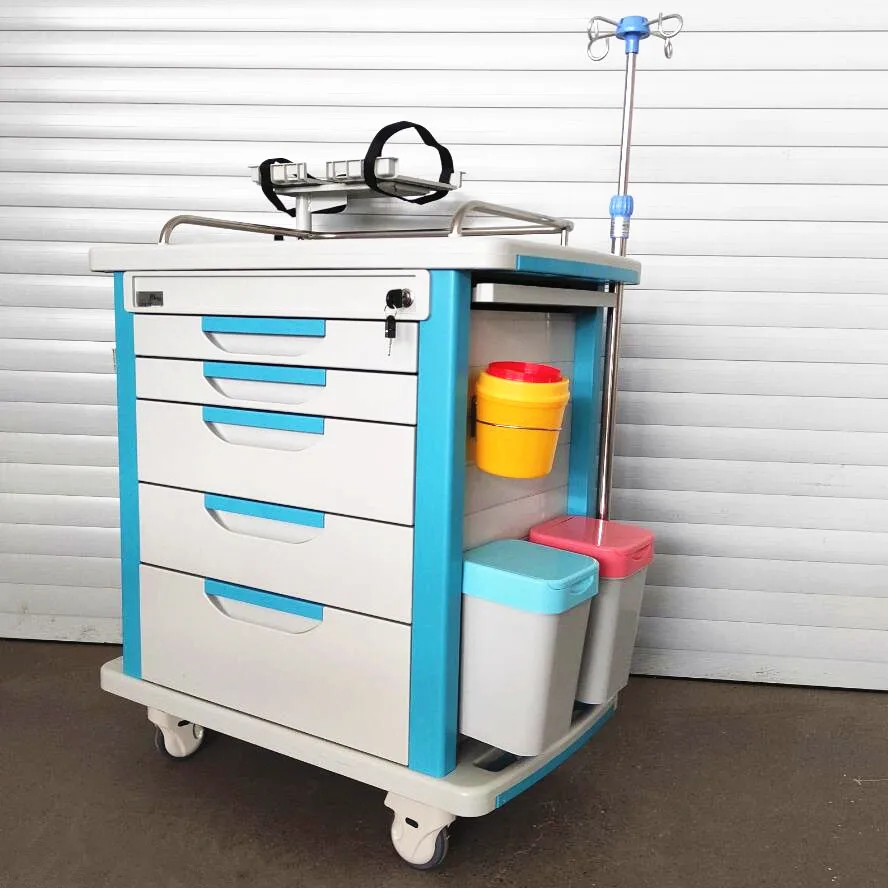 Manufacturer ABS Medical Equipment Trolley Hospital Medicine Cart Emergency Trolley