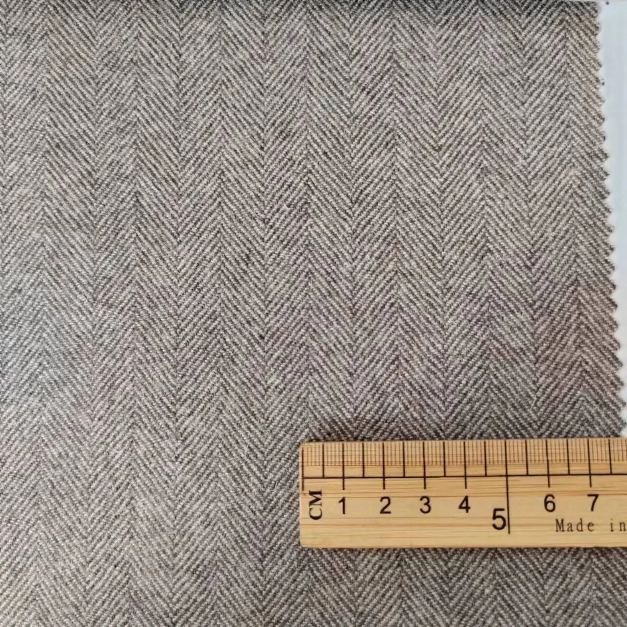 Thin 390g/m new herringbone single sided flange retro 100% wool suit jacket fabric