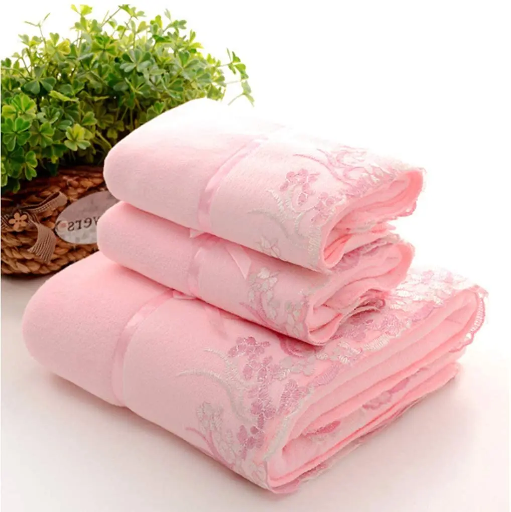 Factory wholesale quick dry clothe spa home large size highly absorbent elegant cute 3-piece gift microfiber towel set
