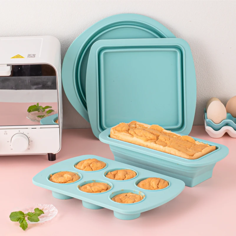 2023 New Arrival Manufactory Wholesale Folding Silicone Cake Mold Foldable Silicone Iron Wire Toast Pan Muffin Mold