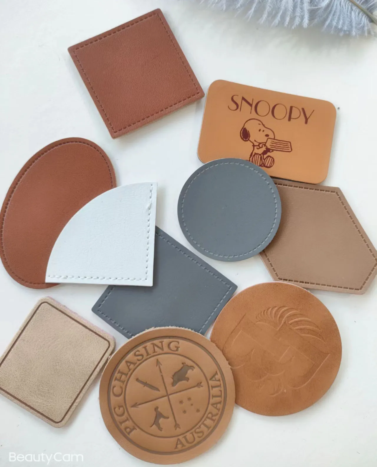 Factory wholesale custom blank leather clothing label  PU fake leather patch self-adhesive patch