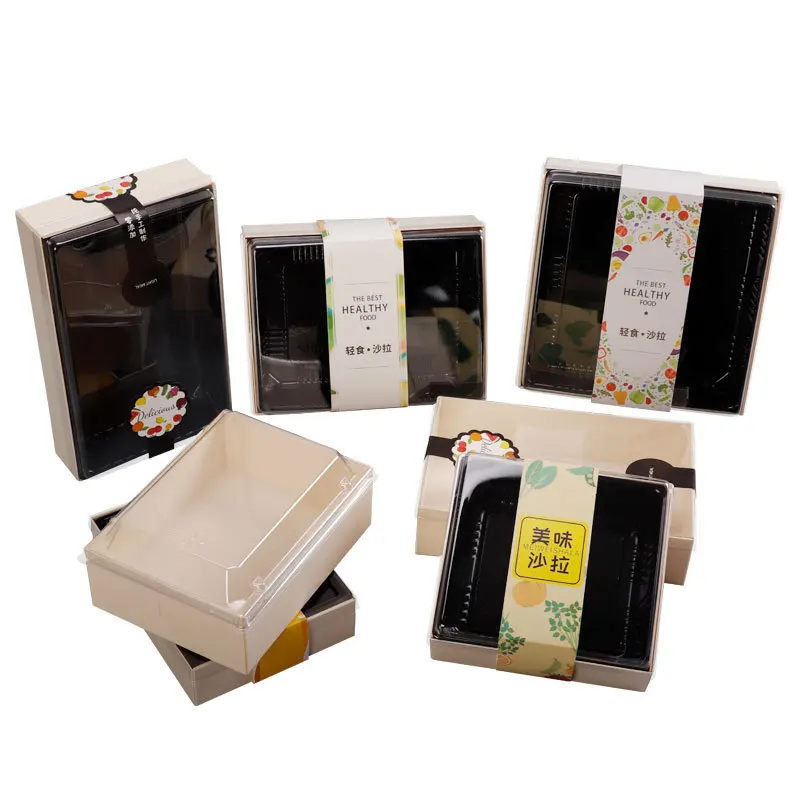 Disposable 2/3/4 Grids Wooden Food Cheese Cake Packaging Box Wooden Baking Packaging Box Natural Poplar Disposable Food Box