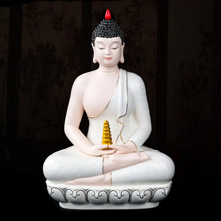 Elegant Thailand Buddhas Fengshui Home Decoration Patung Buddha Buddhist Ornament Ceramic Shakyamuni Buddha