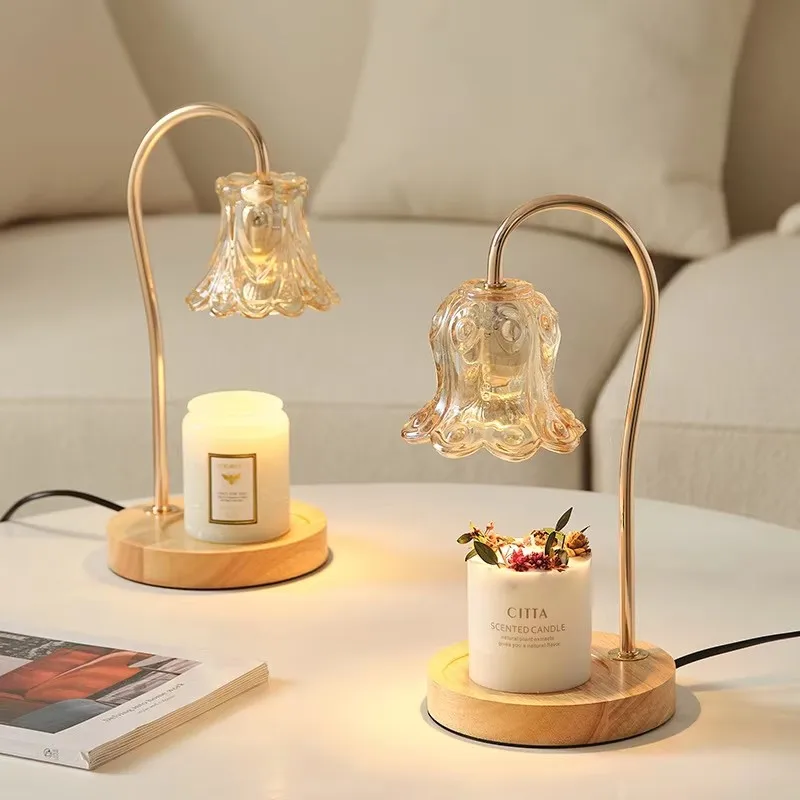 Electric Wax Melt Burner Glass Warmer Candle Lamp with Timer Romantic Night Light Heat Melting