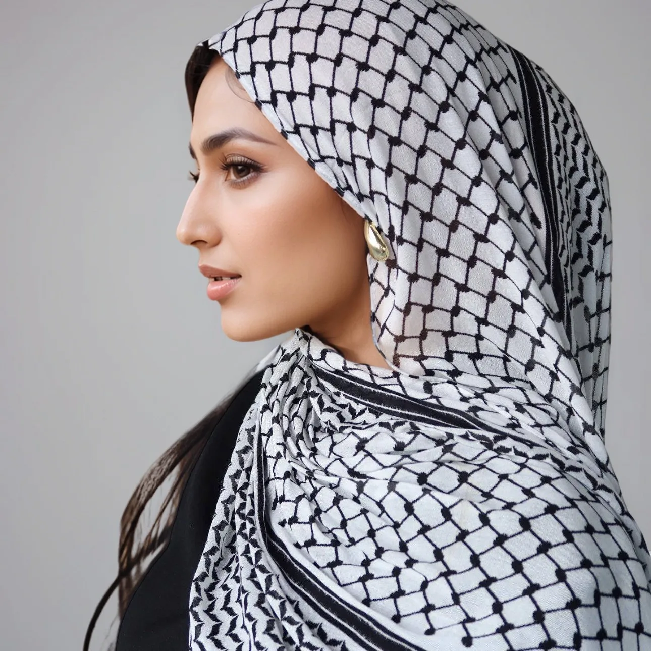 Printed Checked Muslim Silk Chiffon Gauze Scarves Malaysia Elegant  Women Shawl Chiffon Hijab