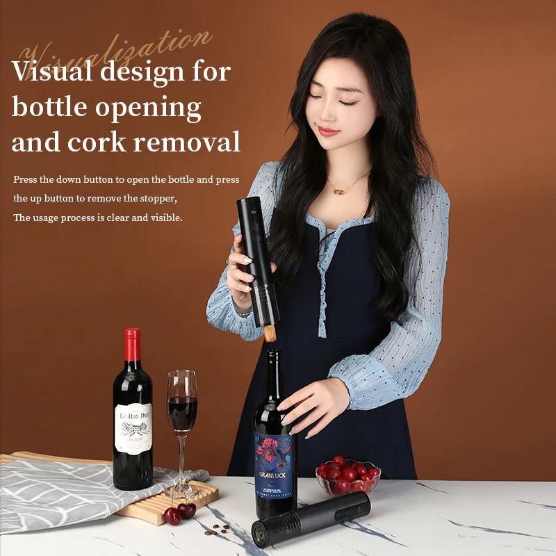 Electric Wine Bottle Opener with Automatic Corkscrew Feature Mini Stainless Steel Kitchen Tool Customizable Small Size