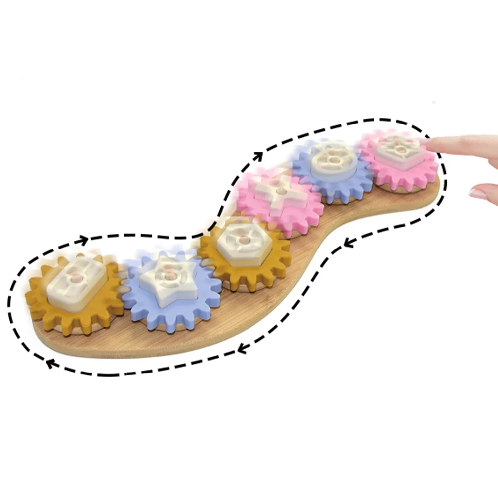 Montessori Education Silicone Wooden Worm Shape Geometry Matching Gear Toy For Kids