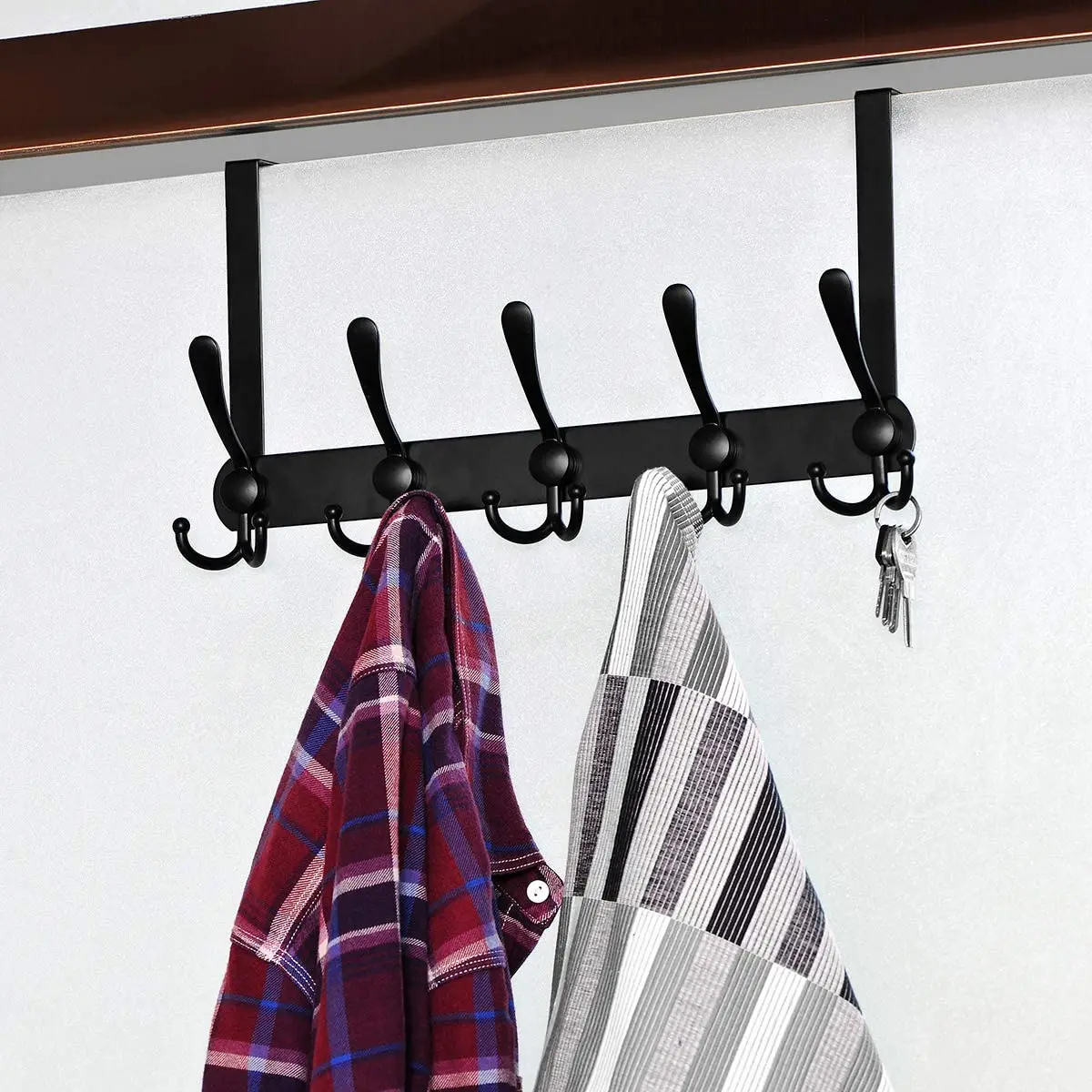 Sondoly Over The Door Hook Hanger - 6 Hooks Over Door Coat Rack for Hanging Clothes Hat Towel